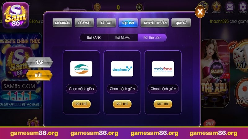 điều kiện rút tiền sam86