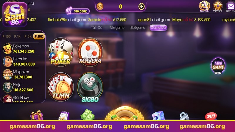 poker sam86 trò chơi bài huyền thoại
