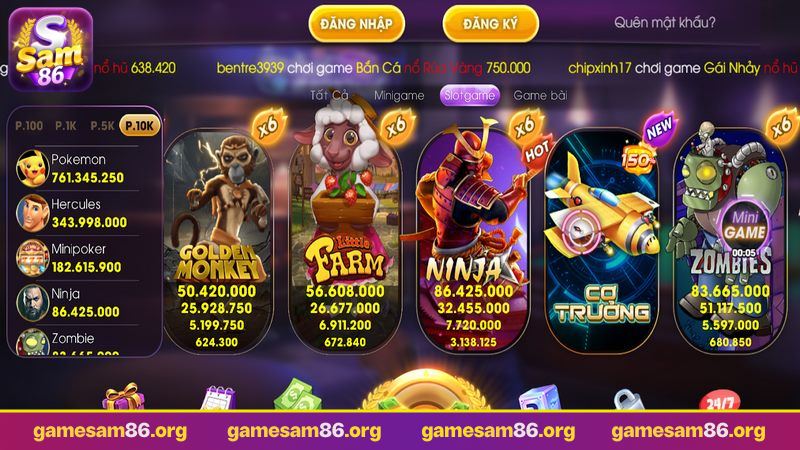 slot game sam86 là sảnh cược được yêu thích